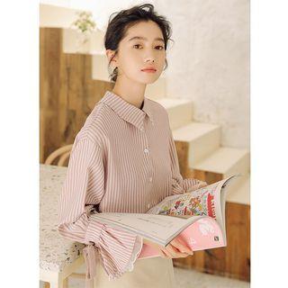 Striped Lace-up Sleeve Blouse