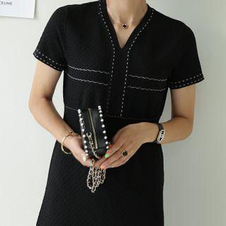 Stitched Knitted Sheath Dress