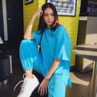 Set: Letter-printed Elbow-sleeve T-shirt + Jogger Pants