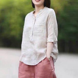 Linen Henley Blouse
