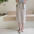 H-line Midi Skirt With Sash Beige - One Size