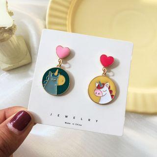 Sterling Silver Unicorn Drop Earring / Clip-on Earring