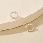 Faux Pearl Hoop Earring 1 Pair - 14016 - Gold & White - One Size