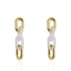 Chunky Chain Drop Earring 1 Pair - White & Gold - One Size