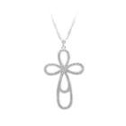 925 Sterling Silver Flower-shaped Cross Pendant With White Cubic Zircon And Necklace