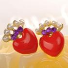 Heart-shaped Earrings  Red - One Size