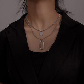 Couple Matching Pendant Layered Chain Necklace As Shown In Figure - One Size