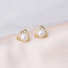 Faux Pearl Alloy Triangle Earring 1 Pair - E3298 - As Shown In Figure - One Size