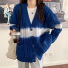 Color Block Cable Knit Cardigan Jacket