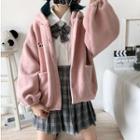 Faux Shearling Buttoned Hoodie