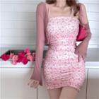 Spaghetti Strap Floral Print Mini Sheath Dress / Jacket
