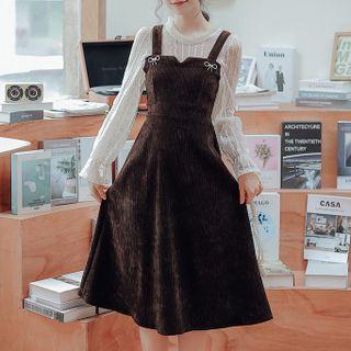 Set: Long-sleeve Top + Overall Dress