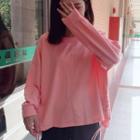 Plain Long-sleeve T-shirt / Midi A-line Skirt / Set