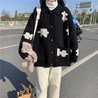 Puzzle Print Cardigan