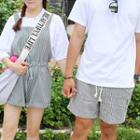 Couple Matching Striped Jumper Shorts / Striped Drawstring Shorts