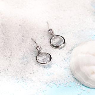 925 Sterling Silver Hoop Rhinestone Drop Earring Stud Earring - S925 Silver Stud - 1 Pair - Silver - One Size