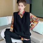 Vintage Geometric Shirt / V-neck Knitted Vest