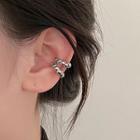 Layered Alloy Cuff Earring 1 Pair - Silver - One Size