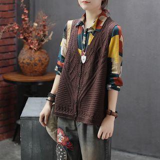 Button-up Cable Knit Vest