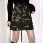 Camo High-waist Mini A-line Skirt