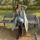 Peaked-lapel Boucl  Long Coat