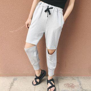 Cutout Drawstring Waist Sweatpants
