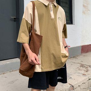 Short-sleeve Letter Printed Polo Shirt