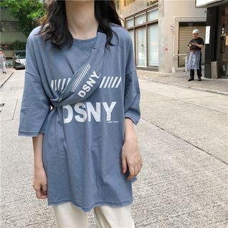 Set: Elbow-sleeve Lettering T-shirt + Sling Bag