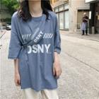 Set: Elbow-sleeve Lettering T-shirt + Sling Bag