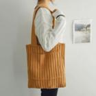 Pocket-front Rib-knit Shopper Bag