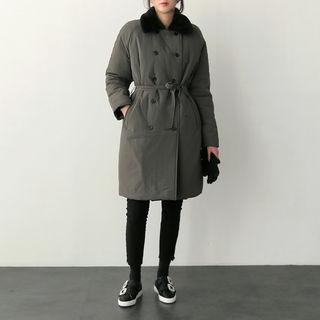 Double-breasted Padded Jacket With Sash