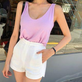 Zip-front Curvy-hem Shorts