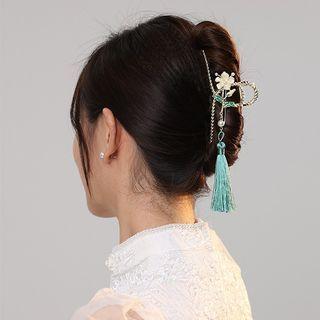 Flower Tassel Alloy Hair Clamp Hair Clamp - Tassel - Green & Silver - One Size