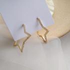 925 Sterling Silver Rhinestone Star Earring 1 Pair - S925 Silver Studded Earring - Gold - One Size