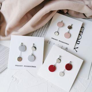 Faux Leather Geometric Drop Earring / Clip-on Earring