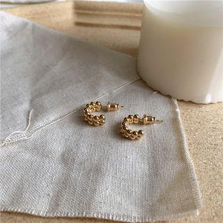 S925 Silver Double Row Bead Earrings  - [s925 Silver Needle] A Pair Of Earrings