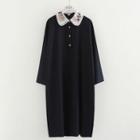 Floral Embroidered Peter Pan Collar Long Sleeve Dress