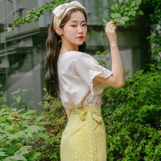 Frill-trim Petal-sleeve Top