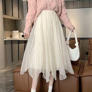 Mesh Overlay Skirt Off-white - One Size