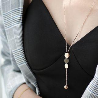 Alloy Disc & Bead Pendant Y Necklace As Ahown In Figure - One Size