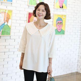 Puritan-collar 3/4-sleeve Top