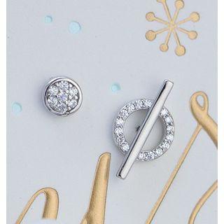925 Sterling Silver Rhinestone Non-matching Earring