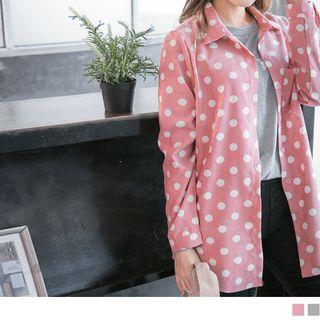 Dotted Print Single Pocket Shirt