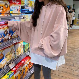 Batwing-sleeve Mock Two-piece Hoodie
