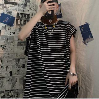 Striped Cap-sleeve T-shirt