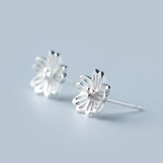 Flower Sterling Silver Stud Earring 1 Pair - Silver - One Size