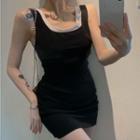 Mini Sheath Knit Tank Dress Black - One Size