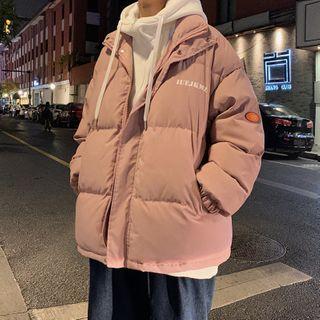 Mock Two-piece Lettering Padded Coat