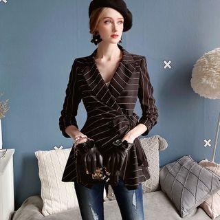 Pinstriped Tie-strap Blazer