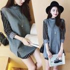 Pinstriped Mock Two-piece Dress